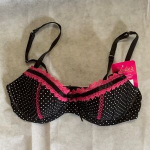Candie's Wired Black and Pink Polka Dot Bra
